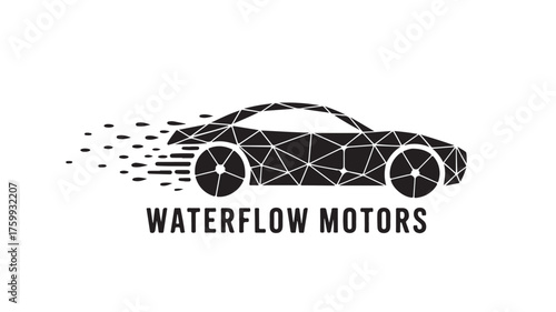 Dynamic automotive logo design showcases modern car with speed effect, perfect for vehicle branding, car dealerships, and sleek transportation advertisements for innovative businesses