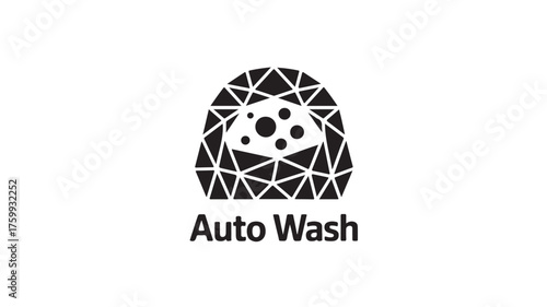 Modern auto wash logo design featuring geometric shapes and water droplets, perfect for branding car cleaning services with a professional and clean aesthetic, ideal for marketing materials