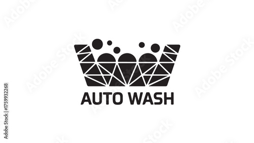 Sleek auto wash logo design ready for your business branding needs featuring a modern geometric style and bubbles, perfect for car detailing and cleaning service promotions