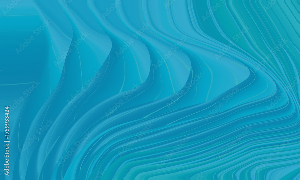 Fototapeta premium Abstract flowing waves of blue and turquoise gradient background.