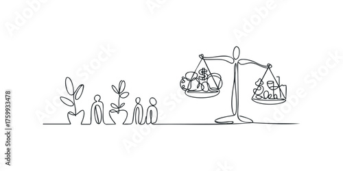 Abstract line drawing showing growth and financial balance