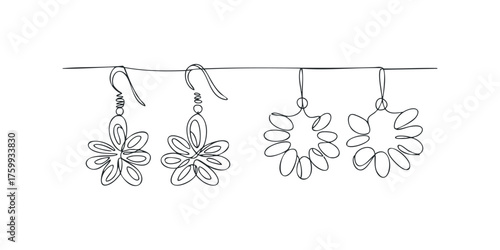 Minimalist floral earrings on a simple line