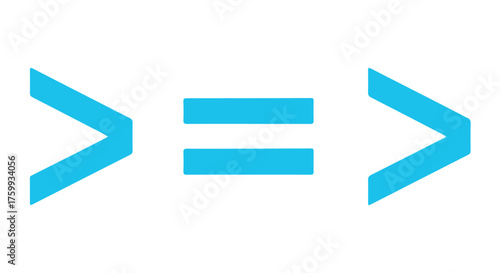 Greater than or equal to symbols isolated on transparent background