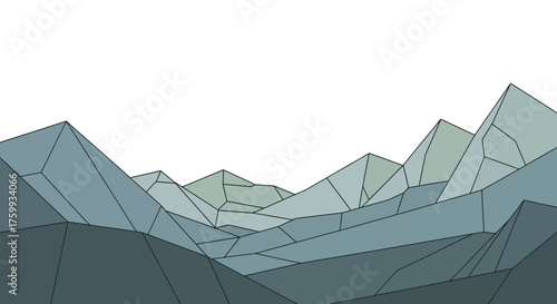 Abstract Geometric Mountain Range in Tranquil Tones Against a Darkened Night Sky