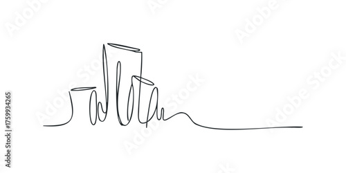 Abstract single line drawing of skyscrapers in a city