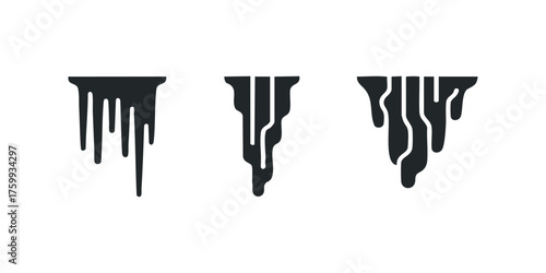 Three Dripping Shapes Black Icon Set