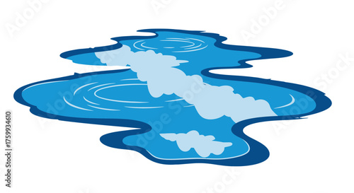 Abstract Illustration of a Waterbody on Black, Minimalist Design, Vector Art