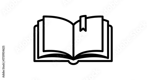 Abstract Illustration Of An Open Book With Minimalist Design, Isolated On Black Background