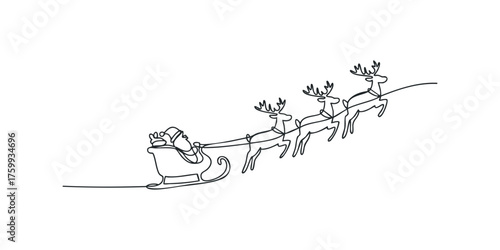 Santa Claus in sleigh pulled by reindeer