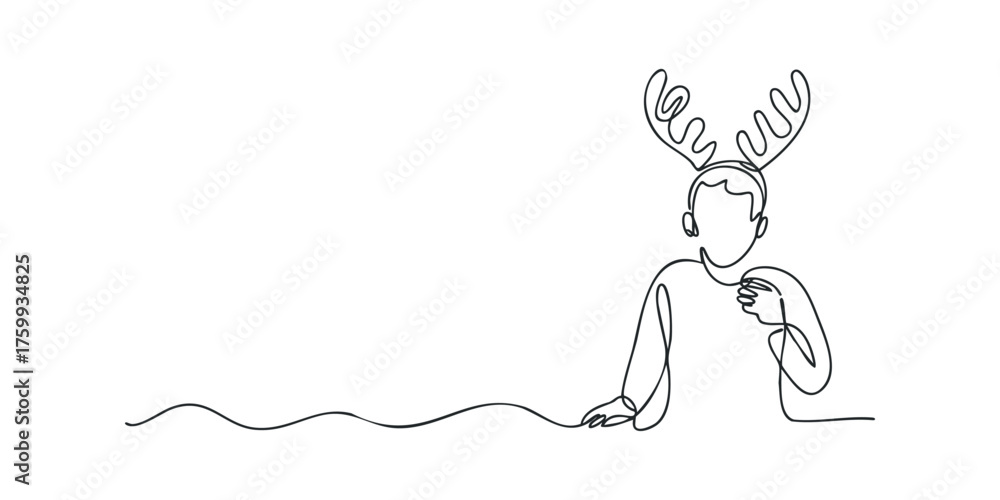Fototapeta premium Person wearing reindeer antlers with hands visible