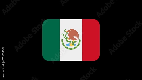 Flags of Canada, USA, Mexico animated noise fade out. North America countries flag. 4K animation of North american flags.