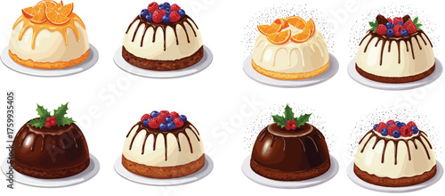 Luxury Collection of Christmas Puddings and Festive Cakes with Fruit Topping