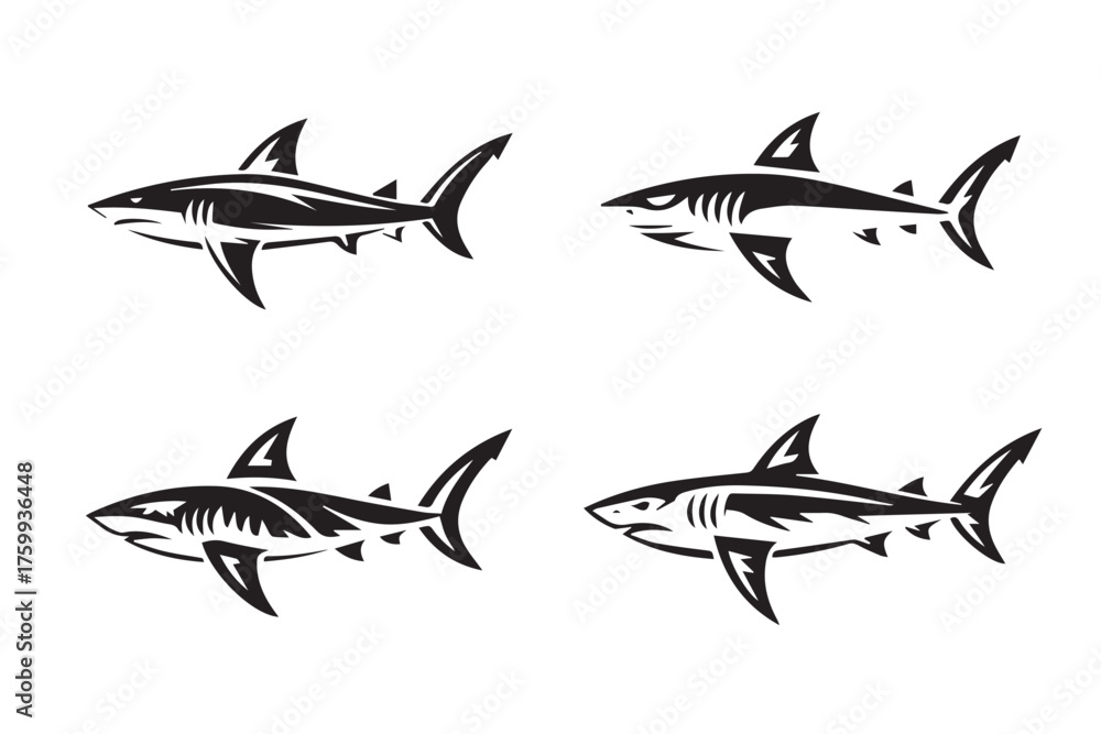 Fototapeta premium shark silhouettes tribal vectors eps ai scalable designs for branding and prints