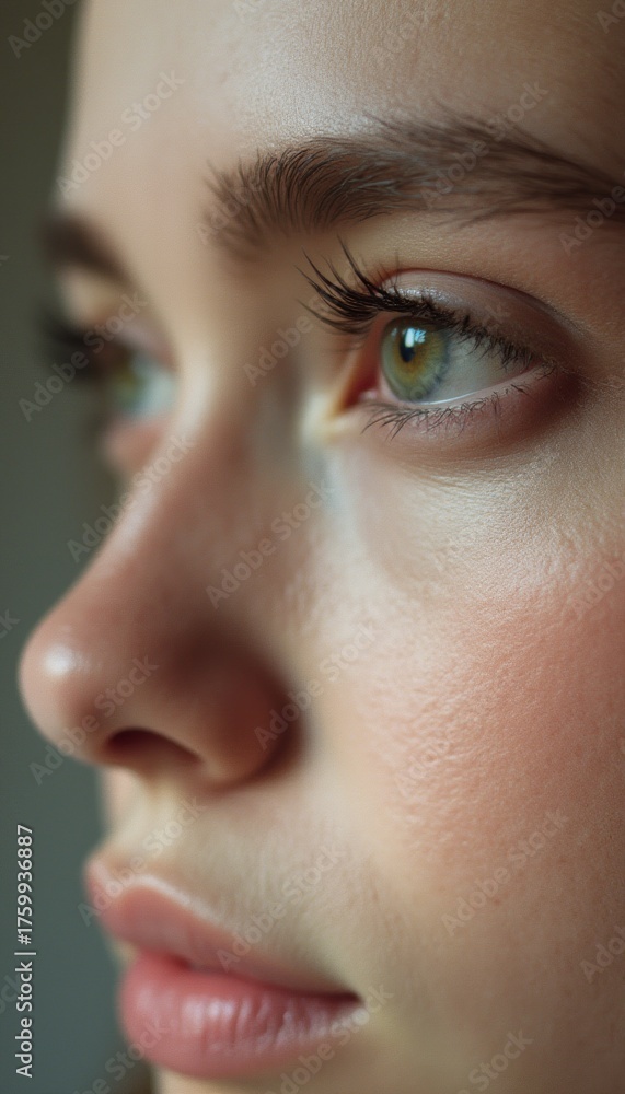 Fototapeta premium Close-up of a young woman's captivating green eyes
