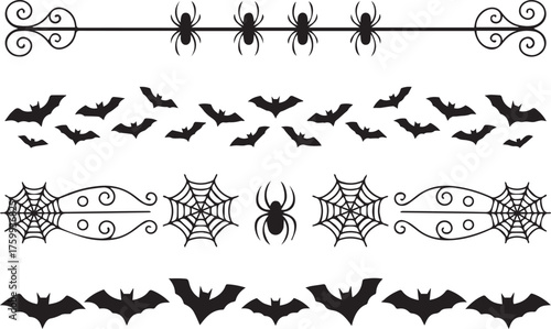 spooky border pack vector ai eps png jpeg seamless bats spider web ornamental trim designs