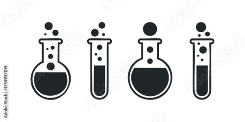 Laboratory equipment set with bubbling liquids