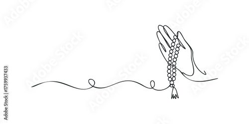 Single Line Hand Holding Prayer Beads