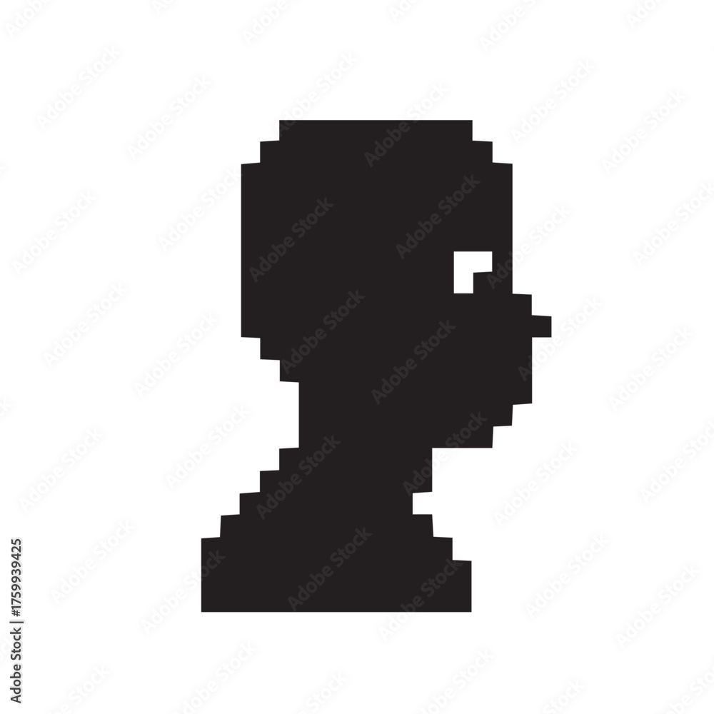 Obraz premium Pixelated Profile A Silhouette Portrait in Minimalist Style