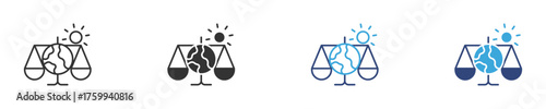 Climate Justice Icon set, environmental law and policy  icon, for eco-friendly legal services and sustainable justice initiatives , vector illustration .  