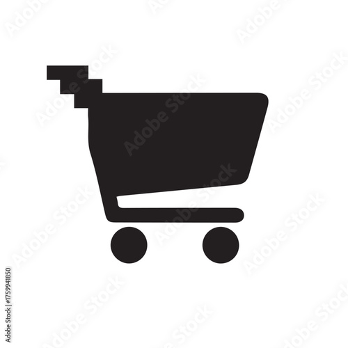 Black Shopping Cart Icon Simple, Clean Design for Ecommerce and Online Store Concepts