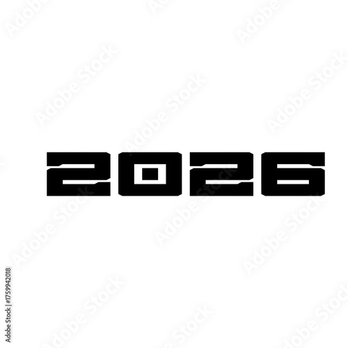 Happy New Year 2026 Modern Typography Greeting Design on White Background