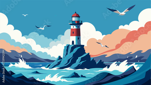 Amidst the crashing waves and soaring seagulls the lighthouse stands tall a solitary figure against the vastness of the sea.