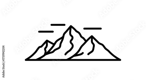 Abstract Mountain Range Depiction: Minimalist Black And White Line Art Conceptualization