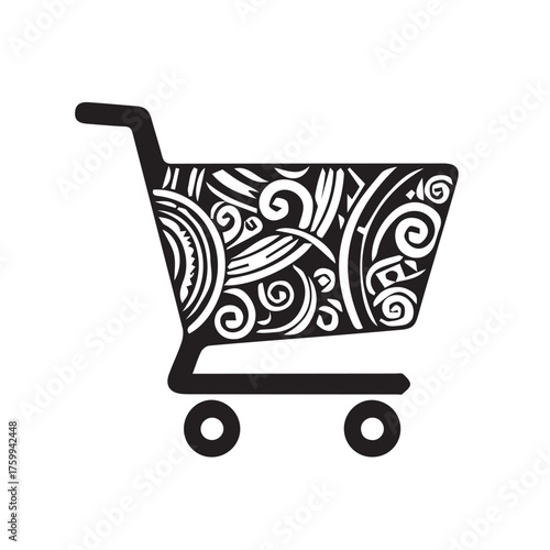 Shopping Cart Design with Swirls and Spirals