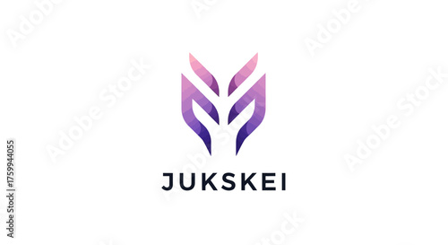 Stylized Leaf Crest in Gradient Hues for Organic and Minimalist Design Concepts Jukskei