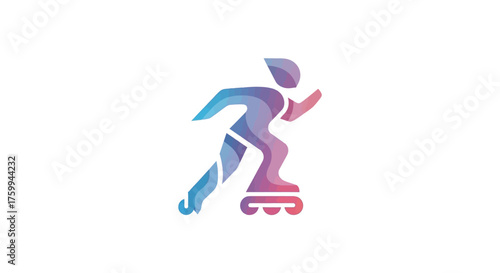 Dynamic Rollerblader in Motion Colorful Icon for Fitness, Recreation, and Active Lifestyle