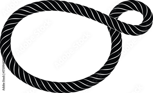 Cowboy lasso rope silhouette. Wild west vector border element.