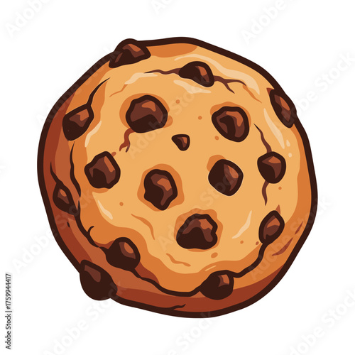 Delicious Chocolate Chip Cookie Isolated on White Background.