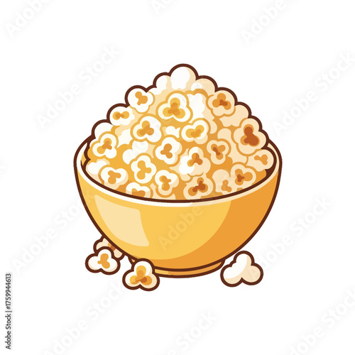 Delicious popcorn in a yellow bowl ready to eat.