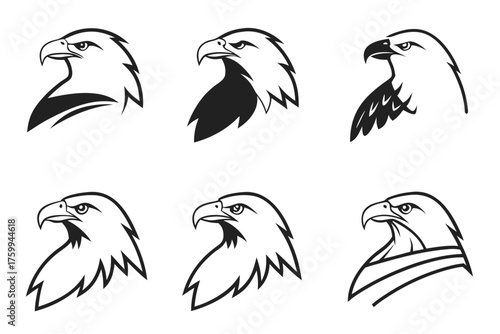Minimalist eagle outline icon set for design projects