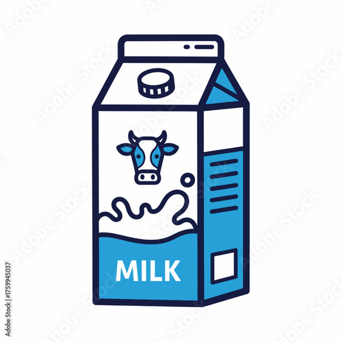 Fresh Milk Carton with Cow Logo and Blue Accents.