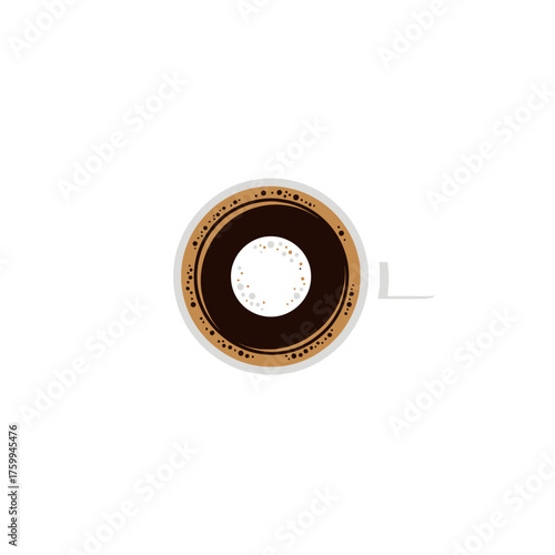 Coffee cup top view with dark brown color.