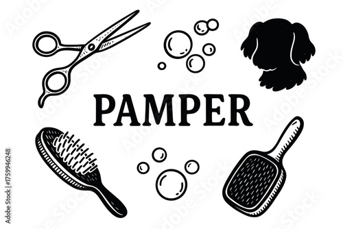 Pet grooming essentials: scissors, bubbles, brushes, and more for a pampered pet