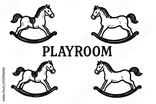 Vintage rocking horses in playroom design