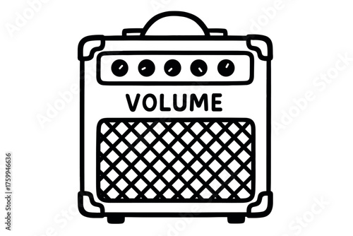 Hand-drawn amplifier with volume control and grid pattern