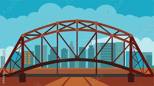 An iron truss bridge covered in a rusted patina connecting two urban neighborhoods known for their cultural diversity.