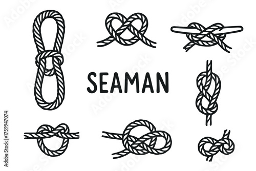 Nautical rope knots collection: seaman boating and sailing essentials