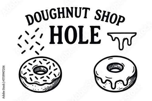 Doughnut shop sign with sprinkles and glaze