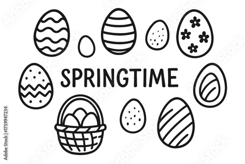 Springtime celebration with decorative easter eggs and basket