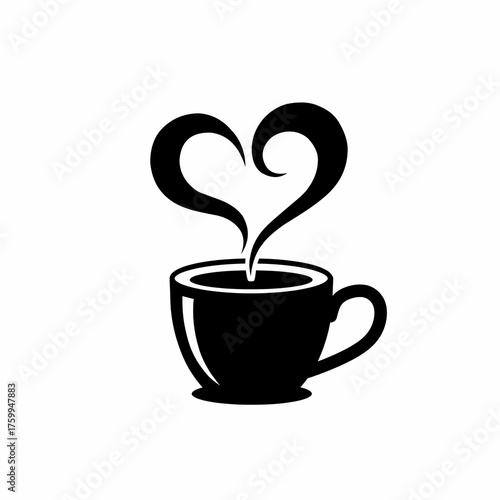 Coffee Cup with Heart Shaped Steam Illustration for Love and Warmth