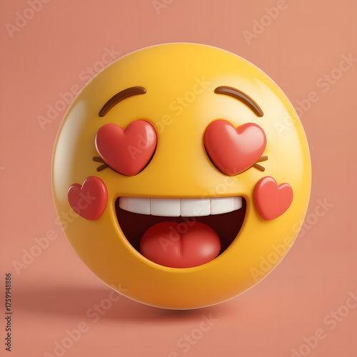 A clean 3D render of the smiling face with heart-eyes emoji, representing feelings of love and excitement.
