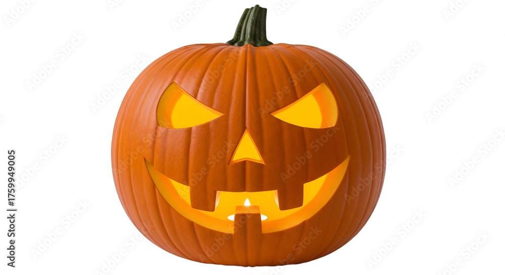 Fototapeta premium Spooky Halloween Jack O Lantern With Candle pumpkin