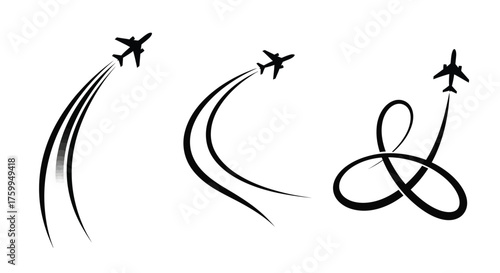 Three airplanes leaving distinct contrails in a clear blue sky