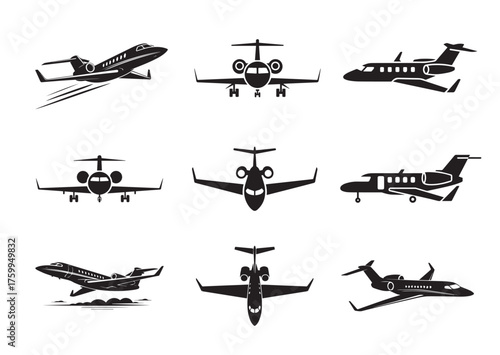 Private jet icon, Private jet solid vector
