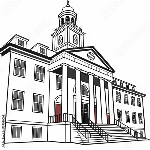 Vector art of building with columns