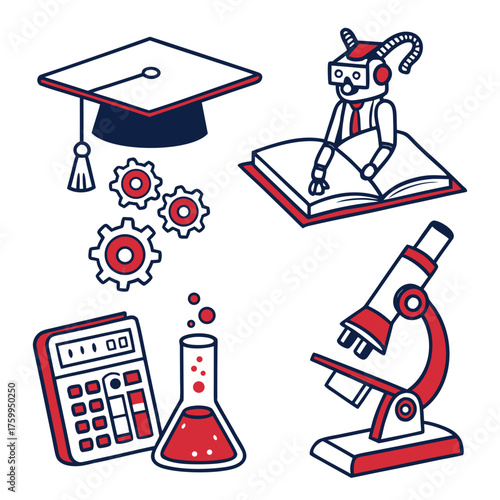 Vector art of education and technology concept isolated on white